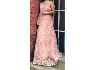 Party wear baby pink net gown