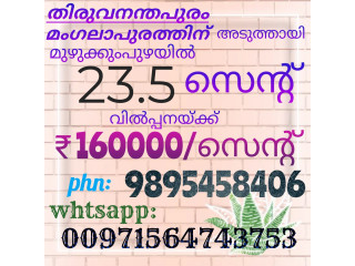 23.5 സെന്റ് മംഗലപുരത്തിന് അടുത്ത് മുഴുക്കുപുഴയിൽ,160000/cent